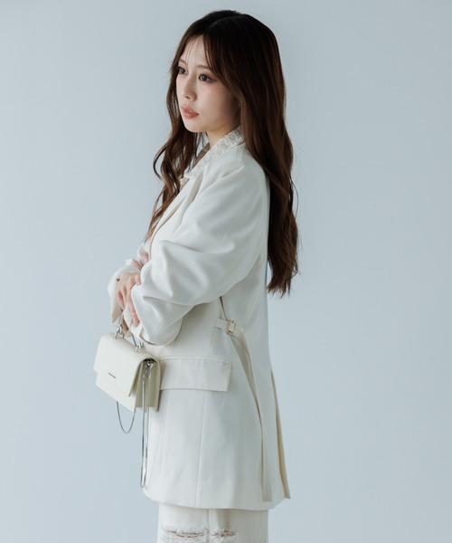 SENEE（セニー）の「waist belt tailored jacket（ウエストベルトテーラードジャケット）（テーラードジャケット・レディース・ブラック/アイボリー・MEDIUM/SMALL）」の9枚目の写真
