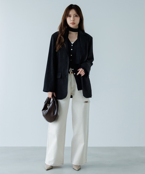 SENEE（セニー）の「waist belt tailored jacket（ウエストベルトテーラードジャケット）（テーラードジャケット・レディース・ブラック/アイボリー・MEDIUM/SMALL）」の8枚目の写真