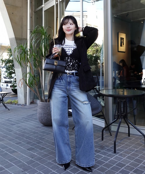 SENEE（セニー）の「waist belt tailored jacket（ウエストベルトテーラードジャケット）（テーラードジャケット・レディース・ブラック/アイボリー・MEDIUM/SMALL）」の17枚目の写真