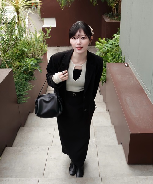 SENEE（セニー）の「waist belt tailored jacket（ウエストベルトテーラードジャケット）（テーラードジャケット・レディース・ブラック/アイボリー・MEDIUM/SMALL）」の20枚目の写真