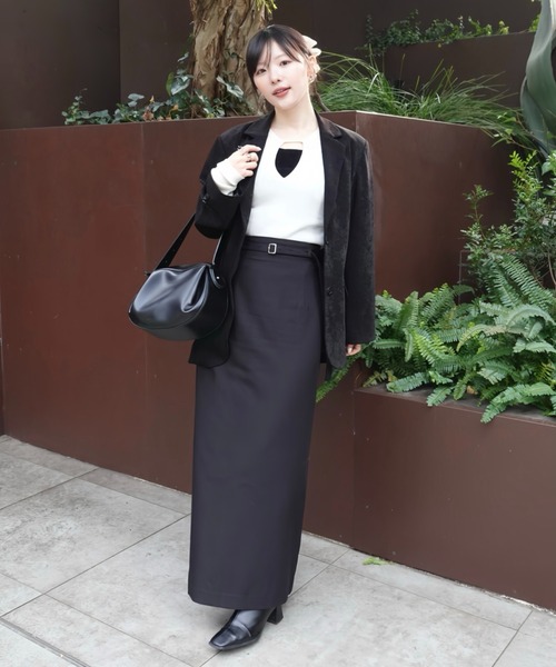 SENEE（セニー）の「waist belt tailored jacket（ウエストベルトテーラードジャケット）（テーラードジャケット・レディース・ブラック/アイボリー・MEDIUM/SMALL）」の21枚目の写真