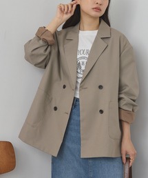 【anyway.シリーズ】<洗える・速乾>とろみダブルテーラードジャケット セットアップ対応