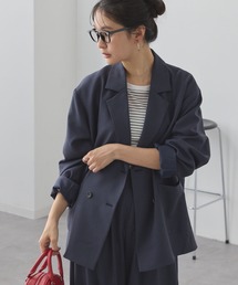 【anyway.シリーズ】<洗える・速乾>とろみダブルテーラードジャケット セットアップ対応