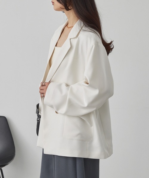 MONO-MART（モノマート）の「【anyway.シリーズ】とろみダブルテーラード（洗える・速乾）ジャケット〈セットアップ対応〉（テーラードジャケット・レディース・アイボリー/グレイッシュベージュ/ダークブラウン/ダークグレー/ブラック・FREE）」の19枚目の写真