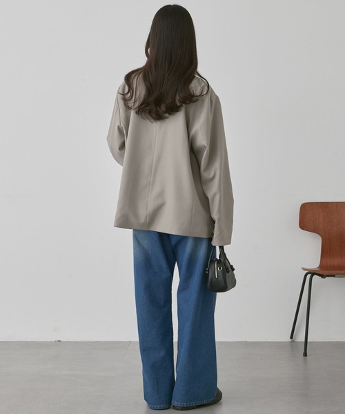 MONO-MART（モノマート）の「【anyway.シリーズ】とろみダブルテーラード（洗える・速乾）ジャケット〈セットアップ対応〉（テーラードジャケット・レディース・アイボリー/グレイッシュベージュ/ダークブラウン/ダークグレー/ブラック・FREE）」の12枚目の写真