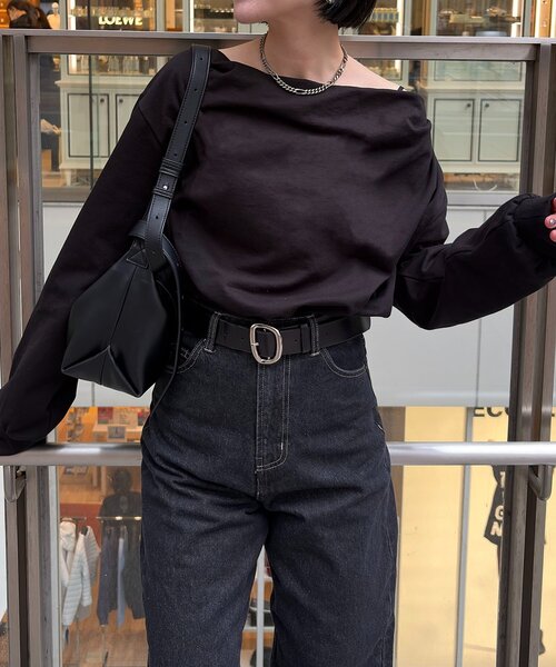 CAPRICIEUX LE'MAGE（カプリシューレマージュ）の「ドレープスウェット（Tシャツ/カットソー・レディース・ブラック/ベージュ/グレイッシュベージュ・FREE）」の2枚目の写真