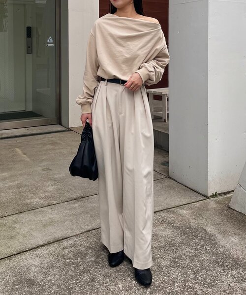 CAPRICIEUX LE'MAGE（カプリシューレマージュ）の「ドレープスウェット（Tシャツ/カットソー・レディース・ブラック/ベージュ/グレイッシュベージュ・FREE）」の11枚目の写真