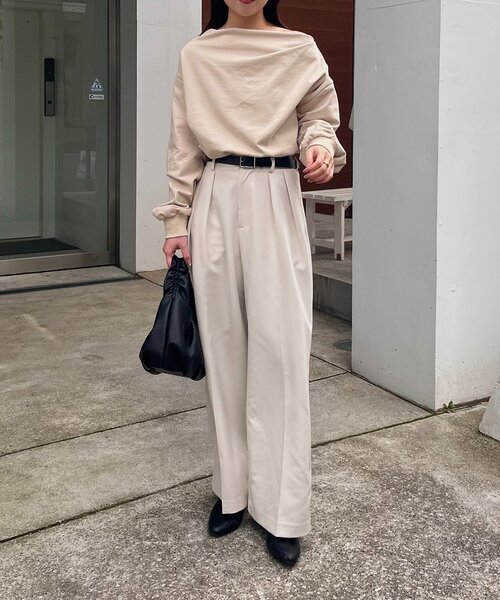 CAPRICIEUX LE'MAGE（カプリシューレマージュ）の「ドレープスウェット（Tシャツ/カットソー・レディース・ブラック/ベージュ/グレイッシュベージュ・FREE）」の12枚目の写真