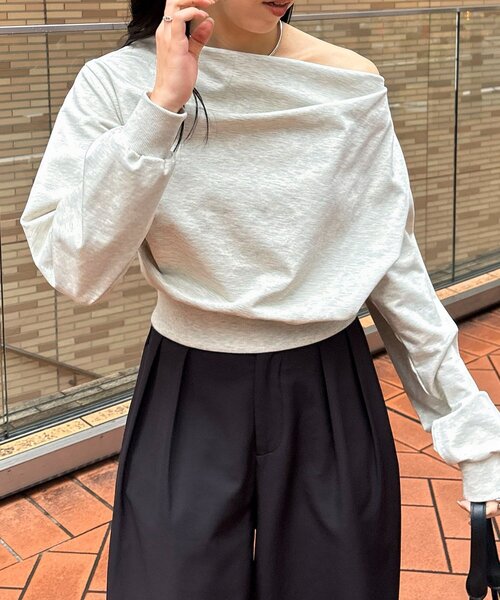 CAPRICIEUX LE'MAGE（カプリシューレマージュ）の「ドレープスウェット（Tシャツ/カットソー・レディース・ブラック/ベージュ/グレイッシュベージュ・FREE）」の16枚目の写真