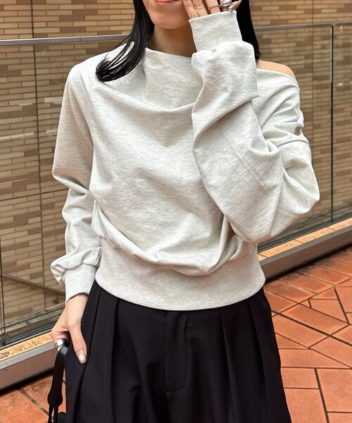 CAPRICIEUX LE'MAGE（カプリシューレマージュ）の「ドレープスウェット（Tシャツ/カットソー・レディース・ブラック/ベージュ/グレイッシュベージュ・FREE）」の19枚目の写真