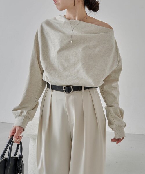 CAPRICIEUX LE'MAGE（カプリシューレマージュ）の「ドレープスウェット（Tシャツ/カットソー・レディース・ブラック/ベージュ/グレイッシュベージュ・FREE）」の20枚目の写真