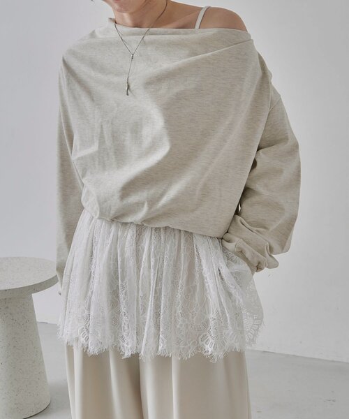 CAPRICIEUX LE'MAGE（カプリシューレマージュ）の「ドレープスウェット（Tシャツ/カットソー・レディース・ブラック/ベージュ/グレイッシュベージュ・FREE）」の22枚目の写真