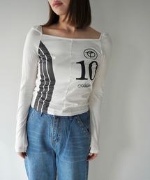 SANSeLF | 【SANSeLF】スクエアネックナンバリングトップス saw26s004(Tシャツ/カットソー)