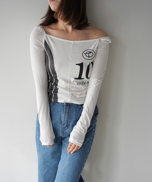 SANSeLF（サンセルフ）の「【SANSeLF】スクエアネックナンバリングトップス saw26s004（Tシャツ/カットソー・レディース・ホワイト・FREE）」の5枚目の写真