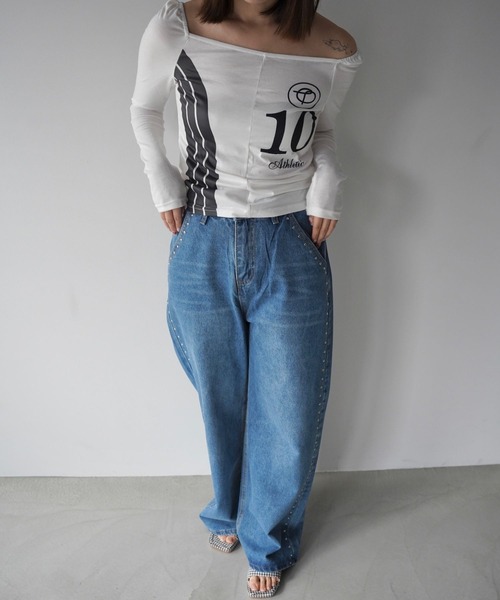 SANSeLF（サンセルフ）の「【SANSeLF】スクエアネックナンバリングトップス saw26s004（Tシャツ/カットソー・レディース・ホワイト・FREE）」の6枚目の写真