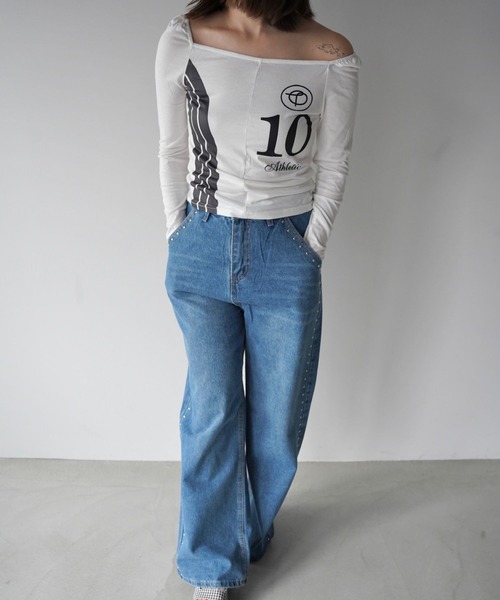 SANSeLF（サンセルフ）の「【SANSeLF】スクエアネックナンバリングトップス saw26s004（Tシャツ/カットソー・レディース・ホワイト・FREE）」の7枚目の写真