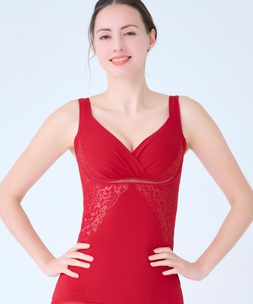 BRADELIS NEWYORK(ブラデリスニューヨーク)の「綿混キャッチャーカップレースブラキャミ25 ブラデリス 補正下着 補整 ブラトップ ボディシェイパー ボディスーツ(インナーウェア/肌着・レディース・ブラック/ベージュ/レッド/ダークグレー/ピンクベージュ/グレイッシュベージュ・3L/LL/L/M/S/5L/4L)」の6枚目の写真