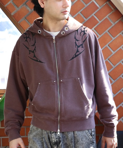 8(eight)(エイト)の「トライバル刺繍ZIPパーカー(パーカー・メンズ・ブラウン/ピンク/チャコール・MEDIUM/LARGE)」の16枚目の写真