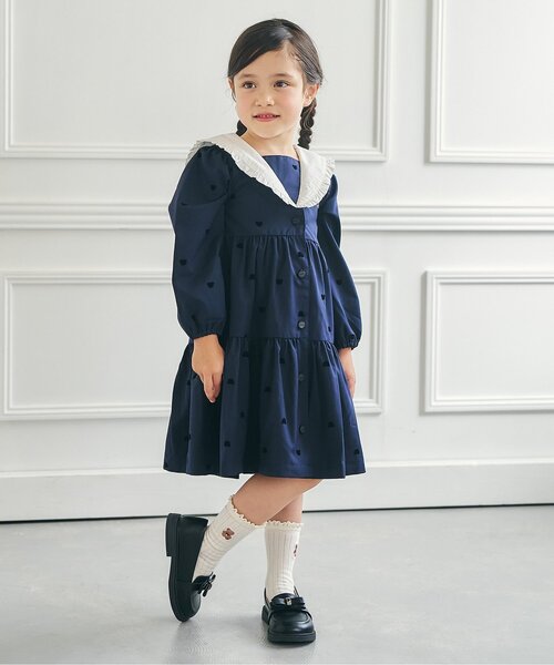 apres les cours（アプレレクール）の「tiny bear レースフリルソックス（ソックス/靴下・キッズ・ネイビー/アイボリー・21/18/15 /12）」の3枚目の写真