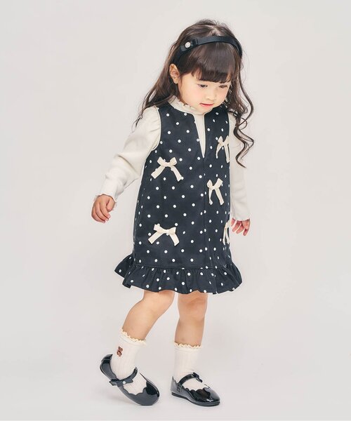 apres les cours（アプレレクール）の「tiny bear レースフリルソックス（ソックス/靴下・キッズ・ネイビー/アイボリー・21/18/15 /12）」の6枚目の写真