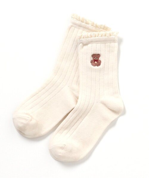 apres les cours（アプレレクール）の「tiny bear レースフリルソックス（ソックス/靴下・キッズ・ネイビー/アイボリー・21/18/15 /12）」の10枚目の写真