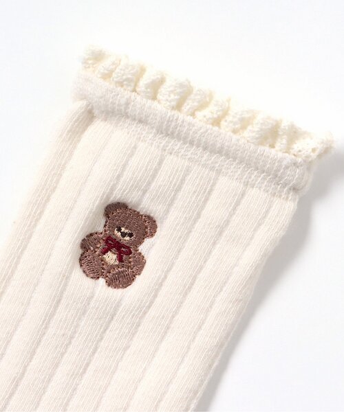 apres les cours（アプレレクール）の「tiny bear レースフリルソックス（ソックス/靴下・キッズ・ネイビー/アイボリー・21/18/15 /12）」の12枚目の写真