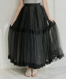 ドットチュールスカート チュールスカート ドット」に該当するブラック