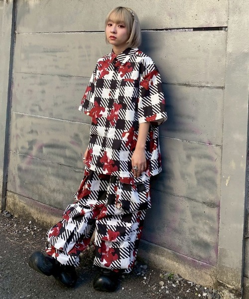 Candy Stripper（キャンディストリッパー）の「BROKEN BEAR CHECK PARACHUTE パンツ（カーゴパンツ・レディース・ベージュ/ブラック系その他/ブラック・FREE）」の12枚目の写真