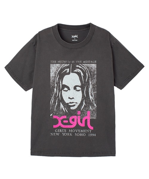 X-girl(エックスガール)の「FADED FACE S/S TEE(Tシャツ/カットソー・レディース・ブラック/オリーブ/パープル・S/M/L)」の17枚目の写真