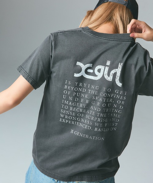 X-girl(エックスガール)の「FADED FACE S/S TEE(Tシャツ/カットソー・レディース・ブラック/オリーブ/パープル・S/M/L)」の14枚目の写真