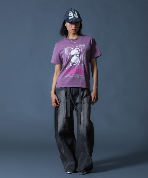 X-girl(エックスガール)の「FADED FACE S/S TEE(Tシャツ/カットソー・レディース・ブラック/オリーブ/パープル・S/M/L)」の21枚目の写真