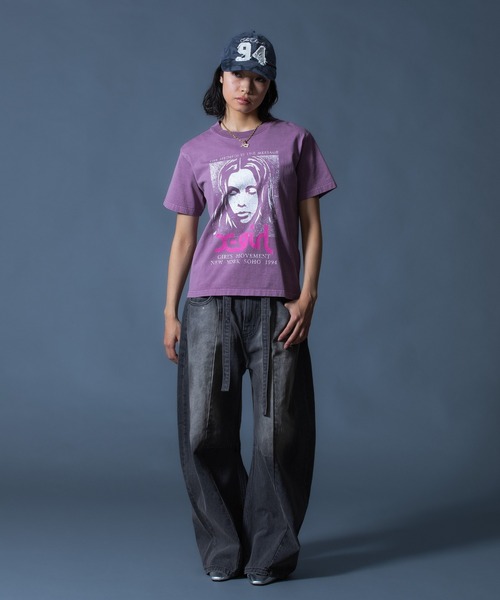 X-girl(エックスガール)の「FADED FACE S/S TEE(Tシャツ/カットソー・レディース・ブラック/オリーブ/パープル・S/M/L)」の20枚目の写真