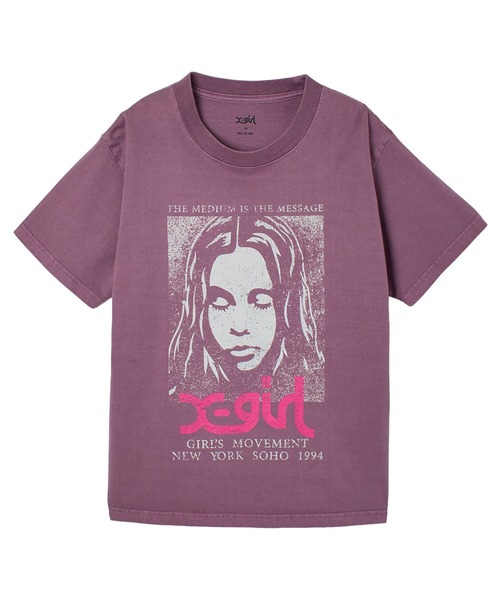 X-girl(エックスガール)の「FADED FACE S/S TEE(Tシャツ/カットソー・レディース・ブラック/オリーブ/パープル・S/M/L)」の14枚目の写真