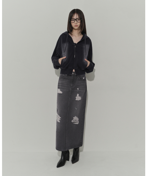 MUSINSA STANDARD WOMAN（ムシンサスタンダードウーマン）の「ウィメンズフェイデッドフードパーカー [チャコールグレー]（パーカー・レディース・その他・MEDIUM/LARGE/X-SMALL/SMALL）」の3枚目の写真