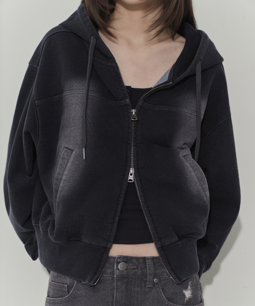 MUSINSA STANDARD WOMAN（ムシンサスタンダードウーマン）の「ウィメンズフェイデッドフードパーカー [チャコールグレー]（パーカー・レディース・その他・MEDIUM/LARGE/X-SMALL/SMALL）」の6枚目の写真