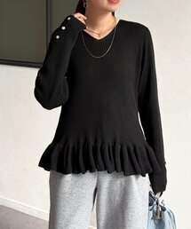 裾フリルニットプルオーバー