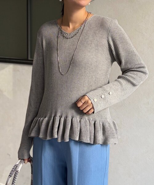 Chez toi(シェトワ)の「裾フリルニットプルオーバー(ニット/セーター・レディース・グレー/ブラック/ブルー系その他・FREE)」の12枚目の写真