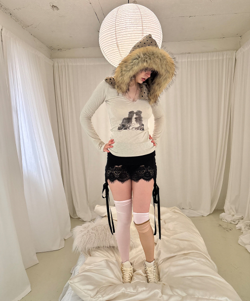 HETIT（ヘティ）の「ツインレーストリムTシャツ（ベージュ）（Tシャツ/カットソー・レディース・その他・FREE）」の2枚目の写真