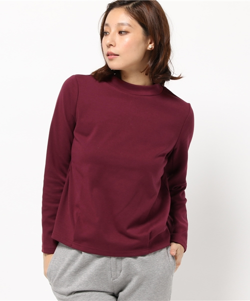 koe（コエ）の「タック入コクーンプルオーバー（Tシャツ/カットソー・レディース・ワインレッド/ブラック・MEDIUM/LARGE/SMALL）」の2枚目の写真