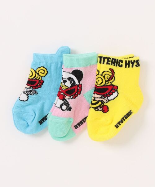 HYSTERIC MINI(ヒステリックミニ)の「MINI ALLSTAR ベビー3Pソックス(ソックス/靴下・キッズ・ホワイト/ブラック/マルチ・9/11/13)」の3枚目の写真