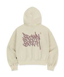 W TAG CROP HOODIE - IVORY