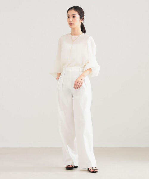 Demi-Luxe BEAMS(デミルクス ビームス)の「【8/6値下げ】AK+1 / クルーネック リブ ブラウス(シャツ/ブラウス・レディース・チャコールグレー/オフホワイト・36/38)」の4枚目の写真