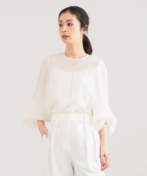 Demi-Luxe BEAMS(デミルクス ビームス)の「【8/6値下げ】AK+1 / クルーネック リブ ブラウス(シャツ/ブラウス・レディース・チャコールグレー/オフホワイト・36/38)」の7枚目の写真