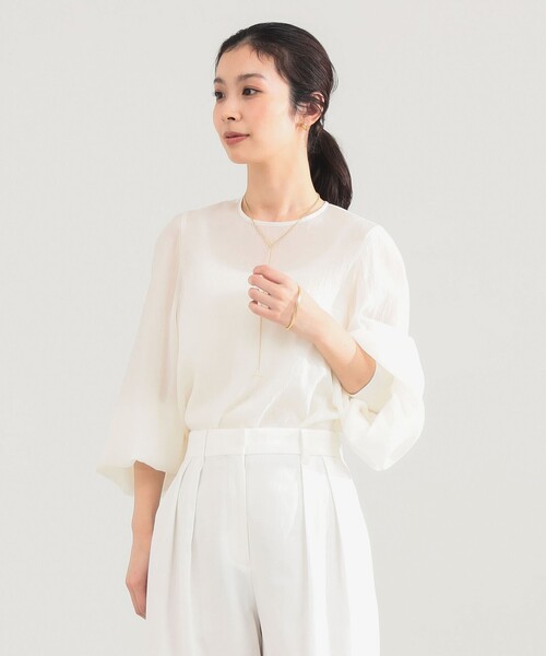 Demi-Luxe BEAMS(デミルクス ビームス)の「【8/6値下げ】AK+1 / クルーネック リブ ブラウス(シャツ/ブラウス・レディース・チャコールグレー/オフホワイト・36/38)」の8枚目の写真
