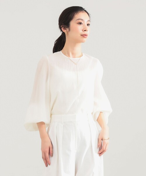 Demi-Luxe BEAMS(デミルクス ビームス)の「【8/6値下げ】AK+1 / クルーネック リブ ブラウス(シャツ/ブラウス・レディース・チャコールグレー/オフホワイト・36/38)」の9枚目の写真