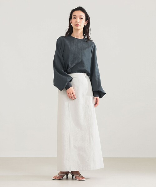 Demi-Luxe BEAMS(デミルクス ビームス)の「【8/6値下げ】AK+1 / クルーネック リブ ブラウス(シャツ/ブラウス・レディース・チャコールグレー/オフホワイト・36/38)」の12枚目の写真