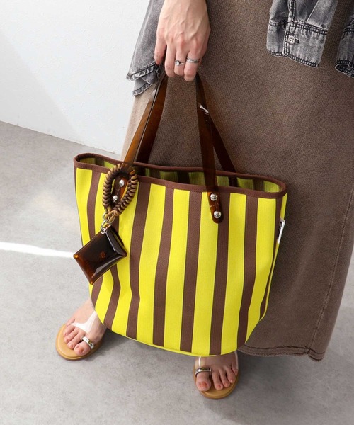 Three Four Time（ｽﾘｰﾌｫｰﾀｲﾑ）の「【Casselini】ストライプトート（トートバッグ・レディース・イエロー系その他/ブルー系その他/ブラック系その他・FREE）」の3枚目の写真