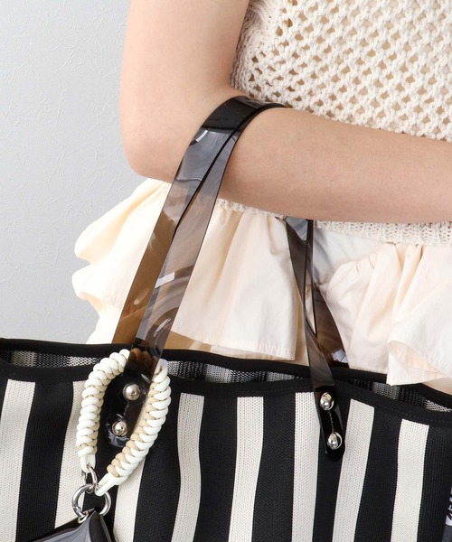 Three Four Time（ｽﾘｰﾌｫｰﾀｲﾑ）の「【Casselini】ストライプトート（トートバッグ・レディース・イエロー系その他/ブルー系その他/ブラック系その他・FREE）」の8枚目の写真