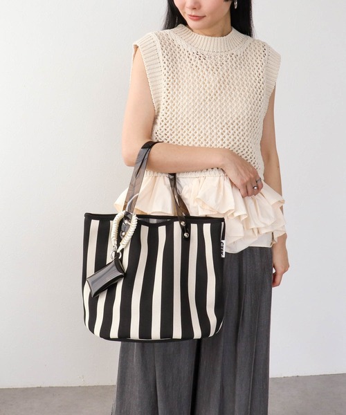 Three Four Time（ｽﾘｰﾌｫｰﾀｲﾑ）の「【Casselini】ストライプトート（トートバッグ・レディース・イエロー系その他/ブルー系その他/ブラック系その他・FREE）」の10枚目の写真