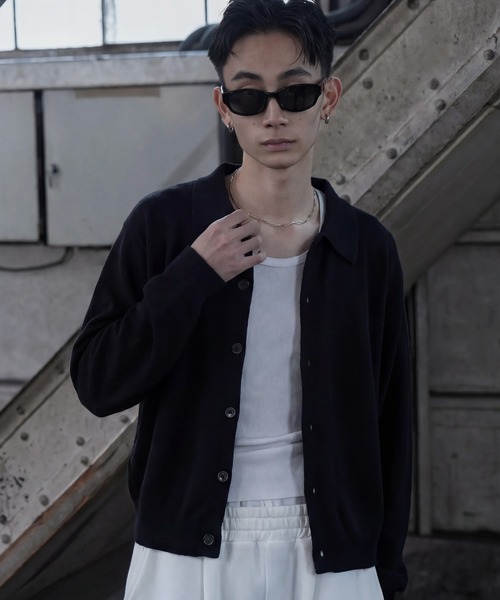 LANDNESS（ランドネス）の「【LANDNESS/ランドネス】BOUCLE KNIT SHIRT CARDIGAN/ ブークレニットシャツカーディガン（カーディガン/ボレロ・メンズ・ホワイト/ブラック/グレー/ブルー・M/L）」の2枚目の写真